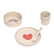 Coffret repas enfants (assiette, bol, tasse, cuillère) - Happy Rascals, Cœur