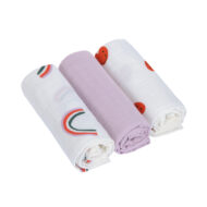 Langes bio coton (3 pcs) 60 x 60 cm - Happy Rascals, lavande