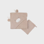 Cape de bain beige en éponge 75x75 cm