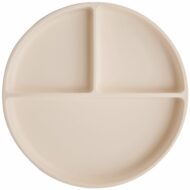 Assiette à compartiments en silicone avec ventouse beige