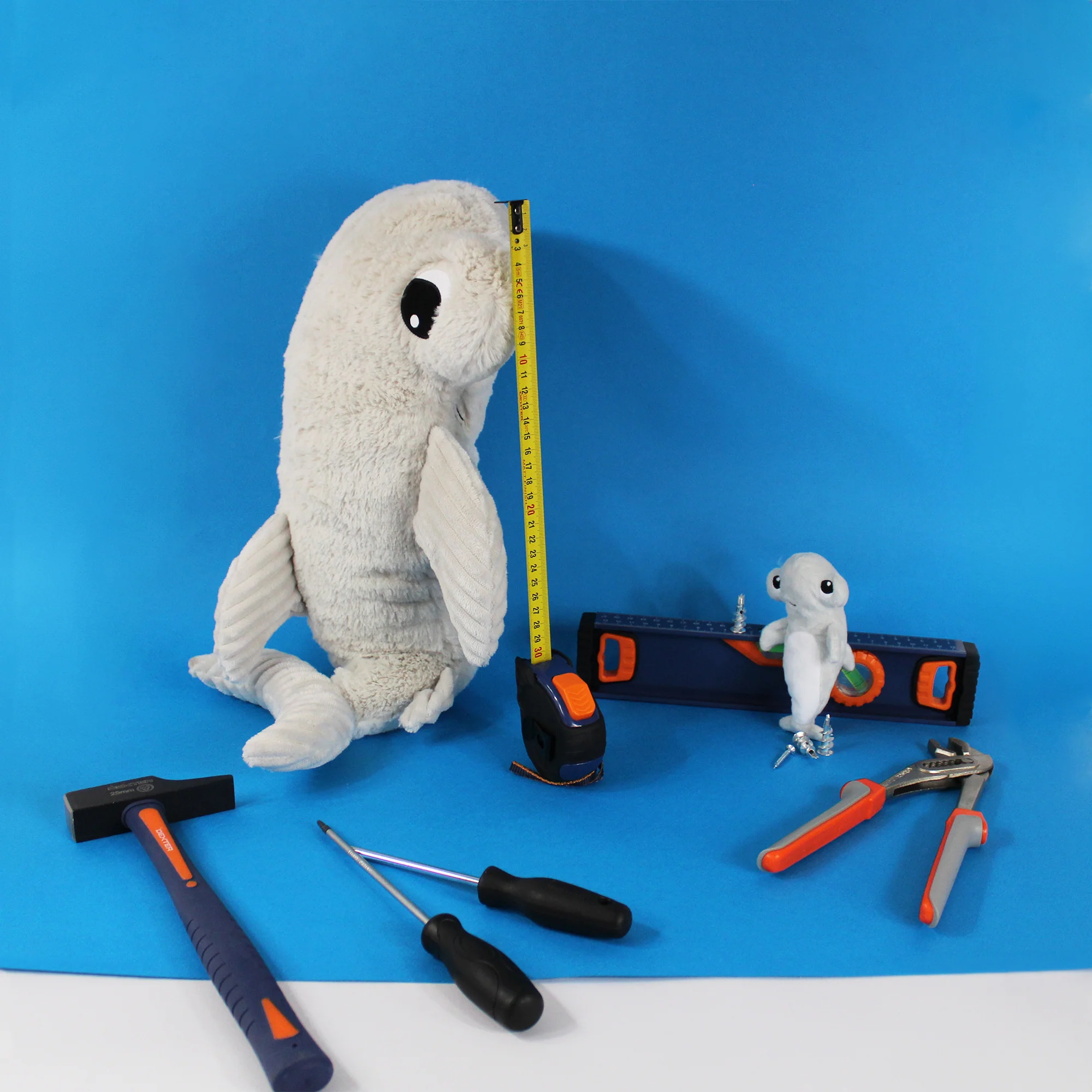 Peluche requin marteau Clou maman et son bébé gris clair - Les Ptipotos – Image 2