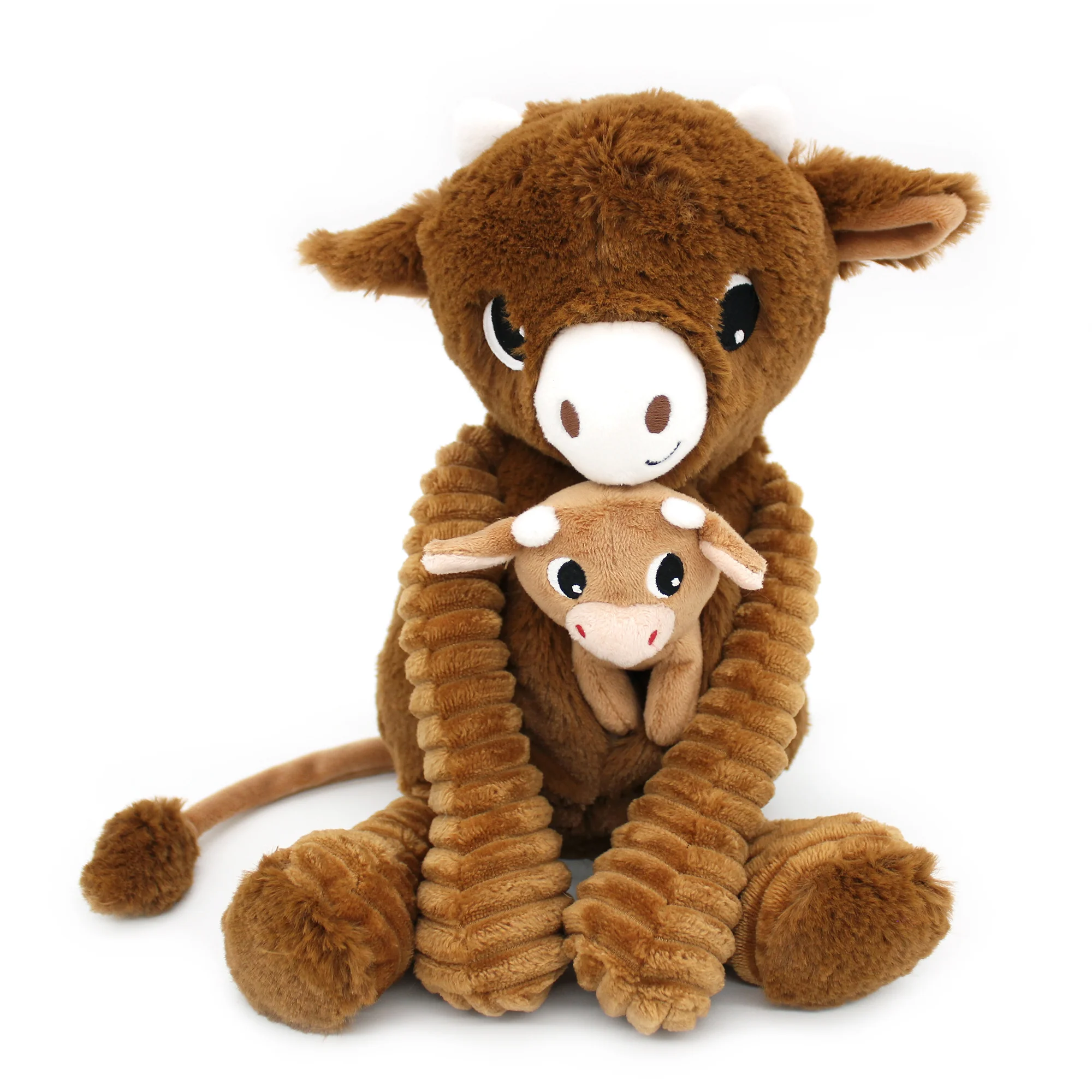 Peluche vache Hindou maman et son bébé marron cassonade - Les Ptipotos – Image 2
