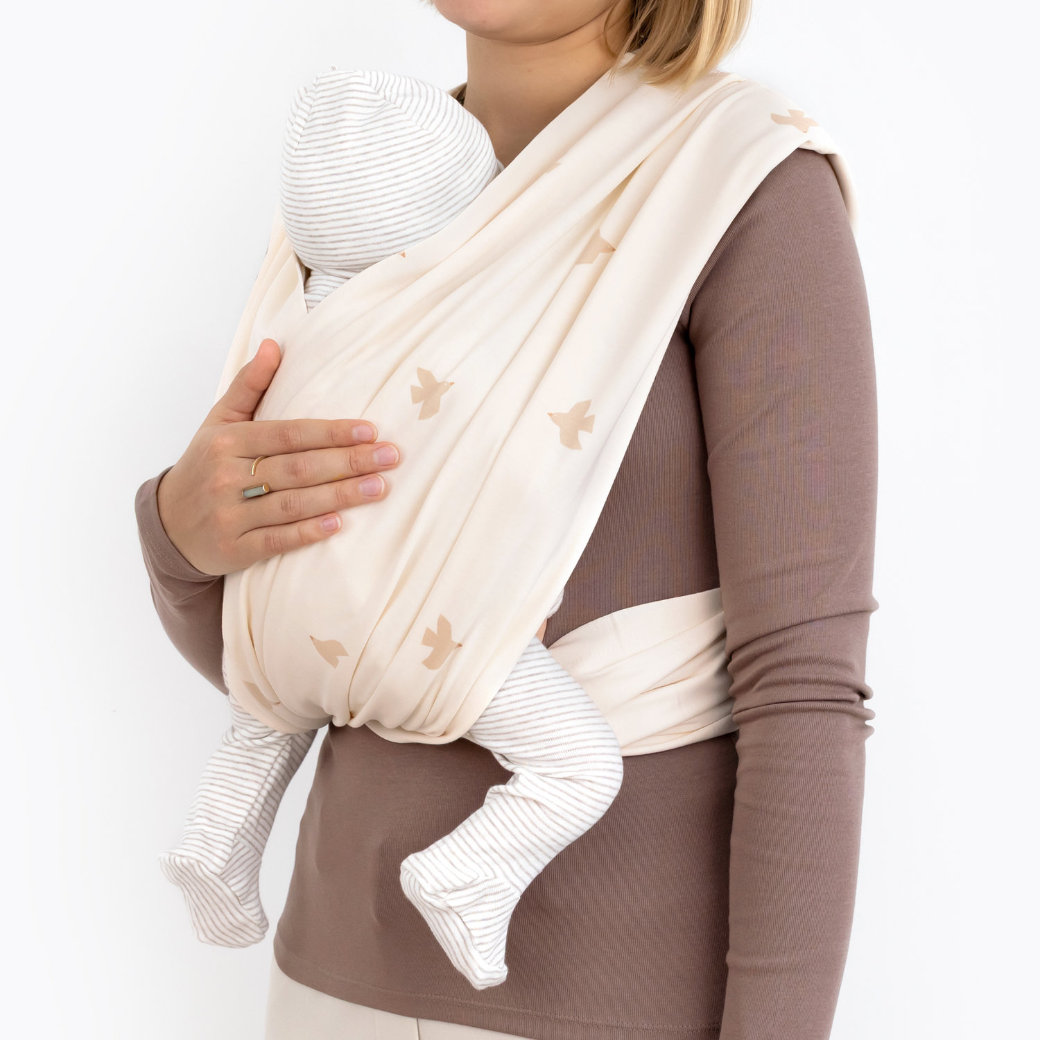 Porte-bébé DUO beige oiseaux – Image 6