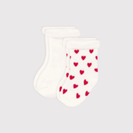 2 paires de chaussettes en tricot bébé - coeurs - 0-6 mois (15-18)
